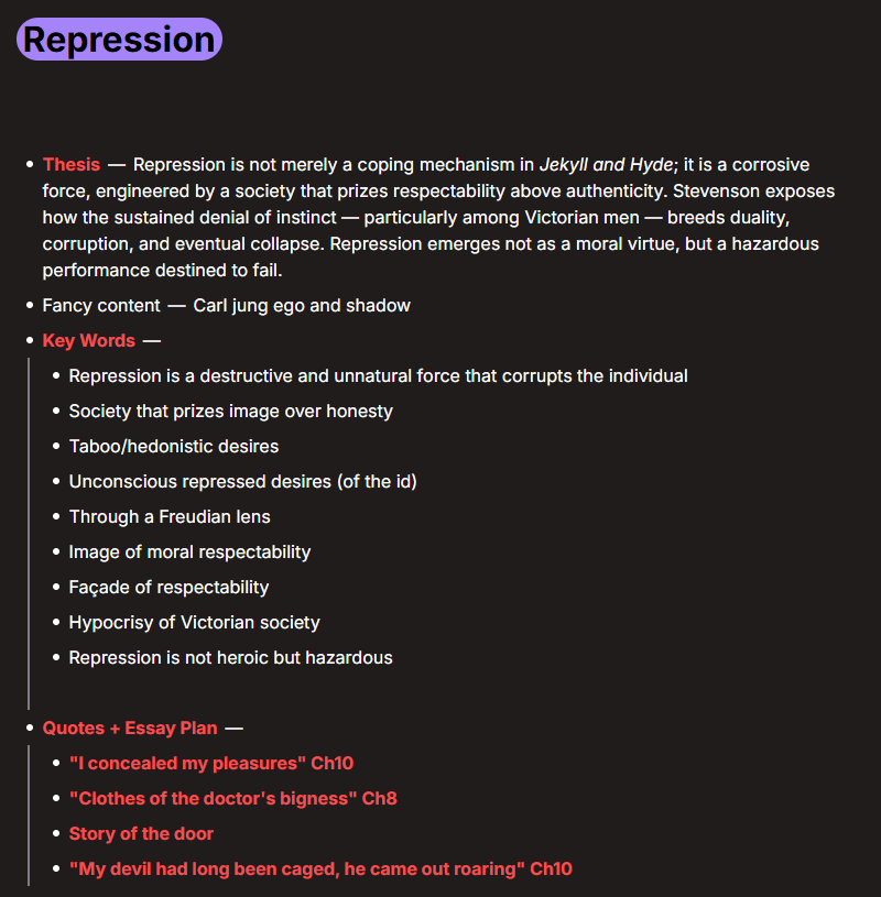 Jekyll and Hyde | Flashcards + Notes